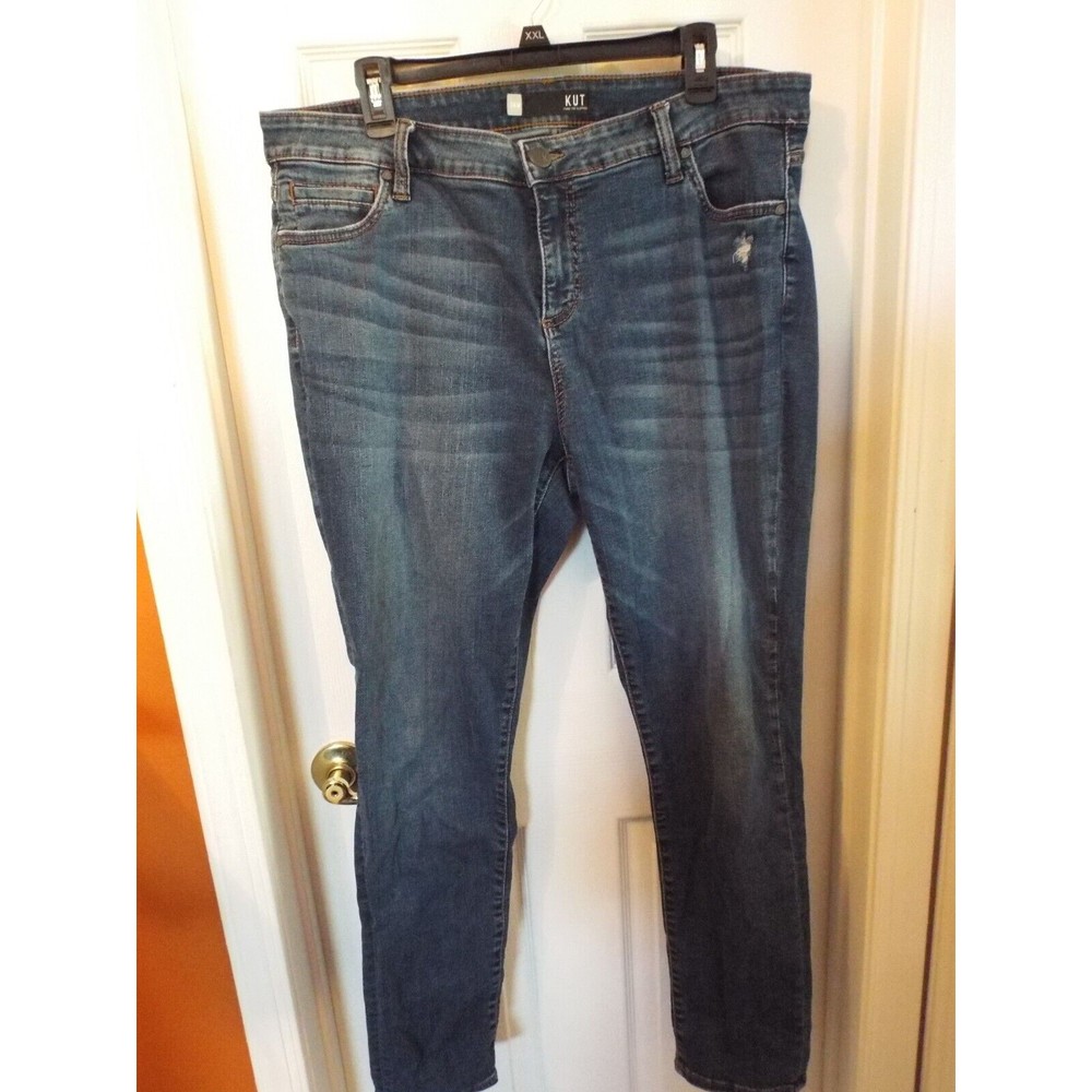 Kut from the Kloth Women's 14W Jeans Anthropologie Straight Leg Distressed